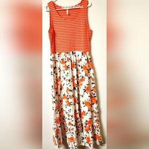 Floral Orange and White Dress